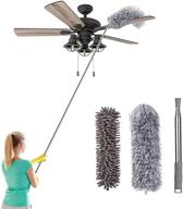 🧹 telescoping microfiber feather duster: 100" extendable, bendable & washable - ideal for cleaning cobweb, ceiling fans, high ceilings, blinds, furniture & cars logo
