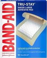 🩹 band-aid brand large tru-stay adhesive pads, 10 count (6 pack) логотип