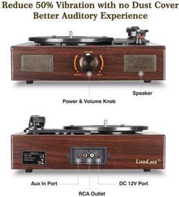 img 1 attached to 🎵 LuguLake Vintage Wooden Finish Vinyl Record Player, Belt Drive Turntable with 3-Speed, Built-in Speaker, Aux Input, RCA Output (TN02)