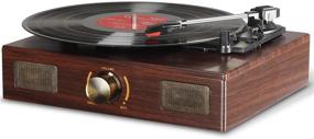 img 4 attached to 🎵 LuguLake Vintage Wooden Finish Vinyl Record Player, Belt Drive Turntable with 3-Speed, Built-in Speaker, Aux Input, RCA Output (TN02)