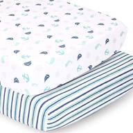 the peanutshell nautical & striped crib sheets: 2 pack set for baby boys or girls, unisex design logo