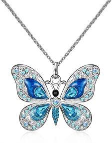 img 1 attached to 🦋 Stunning ORIONE Alloy Rhinestone Butterfly Necklace: Fashionable Enamel Design for Women & Girls