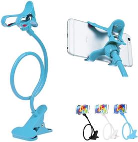 img 3 attached to 📱 Blue Universal Cell Phone Holder Stand - ITART Plastic Flexible Long Arms Gooseneck Clip Clamp