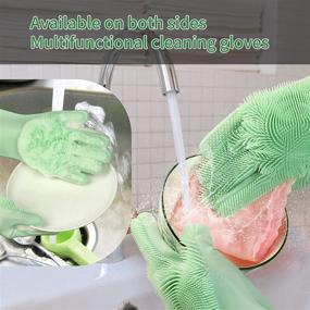 img 3 attached to Versatile Household Cleaning Gloves: Ideal for Dishwashing, Kitchen, Bathroom, Pets, Car and Window Cleaning (Green)