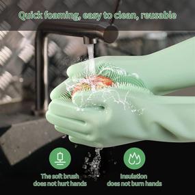 img 1 attached to Versatile Household Cleaning Gloves: Ideal for Dishwashing, Kitchen, Bathroom, Pets, Car and Window Cleaning (Green)