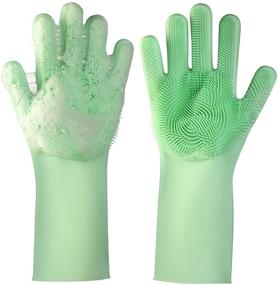 img 4 attached to Versatile Household Cleaning Gloves: Ideal for Dishwashing, Kitchen, Bathroom, Pets, Car and Window Cleaning (Green)