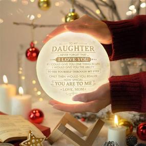 img 2 attached to 💖 Doptika Engraved Moon Lamp Night Light: A Heartfelt Gift from Mom/Dad to Daughter (ML-040-Momdau) - Never Forget That I Love You!