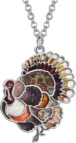 img 4 attached to WEVENI Enamel Alloy Thanksgiving Turkey Necklace: Stylish Chicken Pendant Charms for Women & Girls