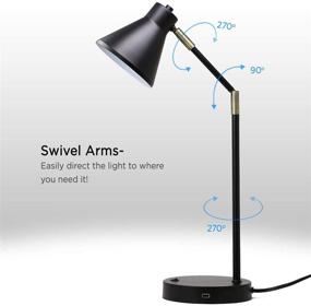 img 2 attached to 💡 O'Bright LED Desk Lamp: USB Charging, Flexible Arms, Soft White Reading Light in Black