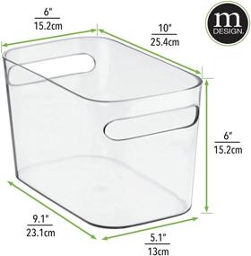 img 1 attached to 🛁 mDesign Deep Plastic Bathroom Vanity Storage Bin: Clear Organizer for Toiletries - 10" Long, 4 Pack with Handles