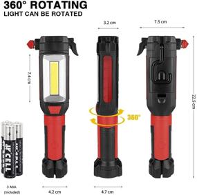img 1 attached to 🔧 Максоне 9-в-1 Аварийный автомобильный инструмент - Фонарик, Ломатель стекол, Отрезчик ремня безопасности - Магнитный Светодиодный фонарь с крюком - Автомобильный ремонт, Кемпинг, Чрезвычайные ситуации - Батарейка включена (1 шт.)
