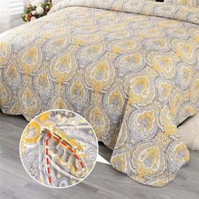 img 1 attached to Stylish Bohemian Yellow Flower Quilt Cover Bedding Sets for Queen Bed - 3 Pieces Queen Size, Reversible Comforter and Bedspread Sets