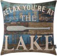 🏡 premium lake house relax decor: trendin throw pillow case with cotton linen square cushion cover for sofa armchair - 18 x 18 inch (pl253tr) логотип