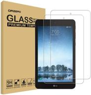(2-pack) orzero tempered glass screen protector for lg g pad f2 8.0 lk460 (2017 version) - 9h hardness, hd clarity, anti-scratch (lifetime replacement) logo