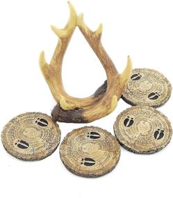 img 2 attached to 🦌 Bellaa 23295 Drink Coaster Set - Old West Décor with Deer Antler - Table Beverage Coasters Holder - 5 Pcs Coasters for Home - Outdoors Rustic Cabin Theme - Lodge Mountain Man Cave Art