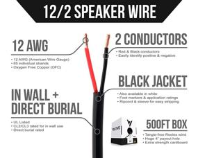 img 3 attached to 🎧 Ultimate Audio Solution: Voltive 12/2 Speaker Wire - 12 AWG/Gauge 2 Conductor - UL Listed for In-Wall and Outdoor Installation - Oxygen-Free Copper (OFC) - 500 Ft Bulk Cable Pull Box - Black