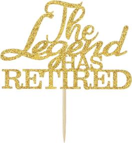 img 3 attached to Gold Glitter 'The Legend has Retired' Cake Topper - Celebrate with a 'Goodbye Tension Hello Pension' - Retirement Party Decoration Supplies