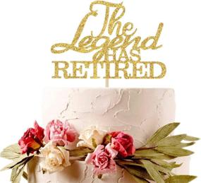 img 2 attached to Gold Glitter 'The Legend has Retired' Cake Topper - Celebrate with a 'Goodbye Tension Hello Pension' - Retirement Party Decoration Supplies