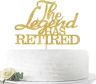 gold glitter 'the legend has retired' cake topper - celebrate with a 'goodbye tension hello pension' - retirement party decoration supplies logo