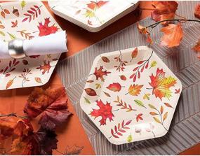 img 3 attached to Fall Leaves Paper Plates For Thanksgiving Party (9 In 50 Pack)