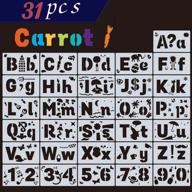 🎨 reusable plastic art craft templates for kids - cute letter stencils set with numbers and symbols - calligraphy font alphabet stencils for upper and lowercase letters - 31 pcs, 4"x7" (b) logo