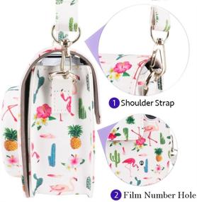 img 1 attached to 📷 WOLVEN Mini 7C 7S Camera Protective Case Bag Purse with White Flamingo Pattern