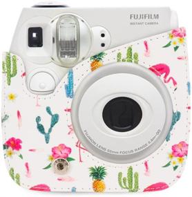 img 2 attached to 📷 WOLVEN Mini 7C 7S Camera Protective Case Bag Purse with White Flamingo Pattern