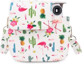 img 3 attached to 📷 WOLVEN Mini 7C 7S Camera Protective Case Bag Purse with White Flamingo Pattern