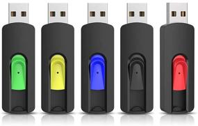 img 4 attached to KEATHY 16GB USB Flash Drive 5 Pack - Retractable Slide Zip Drive Memory Sticks for PC, Mac - USB 2.0 Thumb Drive Data Storage (5 Mixed Colors)