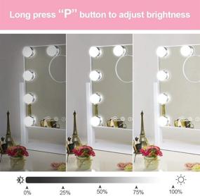 img 2 attached to 💄 Depuley 10X Magnification Hollywood Lighted Mirror with 9 Dimmer LED Bulbs - Plug-in Makeup Vanity Mirror with Lights, Touch Screen & 360° Rotation - White
