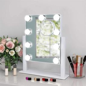 img 4 attached to 💄 Depuley 10X Magnification Hollywood Lighted Mirror with 9 Dimmer LED Bulbs - Plug-in Makeup Vanity Mirror with Lights, Touch Screen & 360° Rotation - White