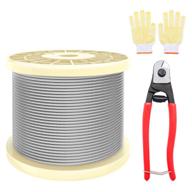 🔗 350 feet t316 1/8-inch stainless steel cable with wire rope cutter, heavy duty aircraft cable for deck railing, 7x7 strands construction with non-slip gloves set логотип