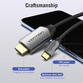 img 3 attached to 🔌 Vention USB-C to HDMI Cable for Home Office - 4.5FT, 4K@60Hz, Thunderbolt 3 Compatible with MacBook Pro 2020/2019, MacBook Air/iPad Pro 2020, Surface Book 2, and More