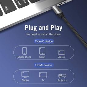 img 1 attached to 🔌 Vention USB-C to HDMI Cable for Home Office - 4.5FT, 4K@60Hz, Thunderbolt 3 Compatible with MacBook Pro 2020/2019, MacBook Air/iPad Pro 2020, Surface Book 2, and More