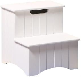 img 1 attached to Functional and Stylish: Kings Brand White Finish Wood Bedroom Step Stool with Storage