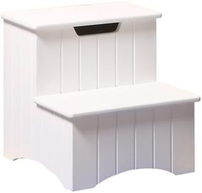 img 2 attached to Functional and Stylish: Kings Brand White Finish Wood Bedroom Step Stool with Storage