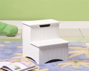 img 3 attached to Functional and Stylish: Kings Brand White Finish Wood Bedroom Step Stool with Storage