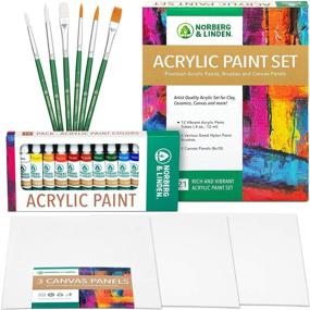 img 4 attached to Premium Art Supplies for Canvas Painting - Norberg & Linden Acrylic Paint Set with 12 Vibrant 🎨 Colors, 6 High-Quality Paint Brushes for Acrylic Painting, and 3 Painting Canvas Panels - Ideal for Adult Artists