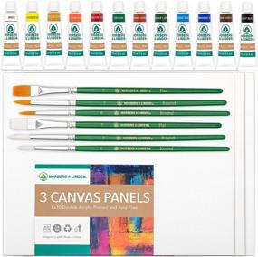img 1 attached to Premium Art Supplies for Canvas Painting - Norberg & Linden Acrylic Paint Set with 12 Vibrant 🎨 Colors, 6 High-Quality Paint Brushes for Acrylic Painting, and 3 Painting Canvas Panels - Ideal for Adult Artists