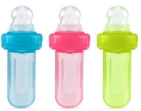 img 2 attached to 🍼 Nuby EZ Squee-Z Silicone Self-Feeding Baby Food Dispenser for Hassle-free Mealtimes - Choose from a Variety of Colors!
