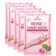 🌹 rose moisturizing hand peel mask (5 pack), hydrating gloves for dry hands, natural therapy exfoliating gloves, baby soft touch, repair rough skin - men women logo