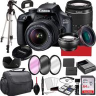 canon eos 4000d dslr camera bundle with 18-55mm f/3.5-5.6 zoom lens, 64gb memory card, carrying case, tripod, and extra accessories (28-piece kit) logo