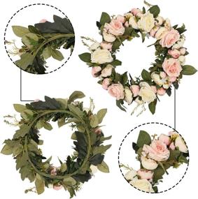 img 3 attached to 🌸 13-Inch Pink Floral Wreath: Classic Flowers for Home, Room, Garden, Lintel Decoration - Perfect Door Decorations Hanging for Christmas Party