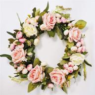 🌸 13-inch pink floral wreath: classic flowers for home, room, garden, lintel decoration - perfect door decorations hanging for christmas party логотип