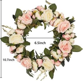 img 2 attached to 🌸 13-Inch Pink Floral Wreath: Classic Flowers for Home, Room, Garden, Lintel Decoration - Perfect Door Decorations Hanging for Christmas Party