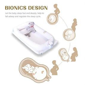 img 1 attached to White Breathable Net Baby Lounger Nest Bassinet for Bed, Portable Co-Sleeping Cribs & Cradles for Bedroom and Travel, 100% Soft Cotton Baby Bed