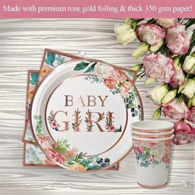 img 1 attached to 🌸 YARA Pink & Rose Gold Floral Baby Shower Decorations: Complete Disposable Tableware Set for Girls Birthday and Tea Party Theme - Serves 24 Guests
