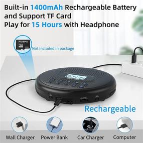 img 2 attached to 🎧 Portable CD Player with Dual Stereo Speakers - ARAFUNA: Rechargeable CD Player for Car with Anti-Skip Protection, Walkman CD Player Including Headphones and AUX Cable