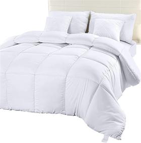 img 4 attached to 🛏️ Utopia Bedding Comforter Duvet Insert - White Quilted Queen Size Comforter with Corner Tabs - Box Stitched Down Alternative Bedding for Extra Warmth and Comfort