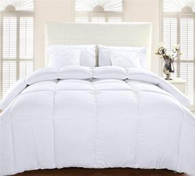 img 2 attached to Одеяло Utopia Bedding Comforter Duvet Insert - белое стеганое одеяло размером Queen с угловыми вкладками - квадратная стежка, альтернативное наполнение для дополнительного тепла и комфорта.